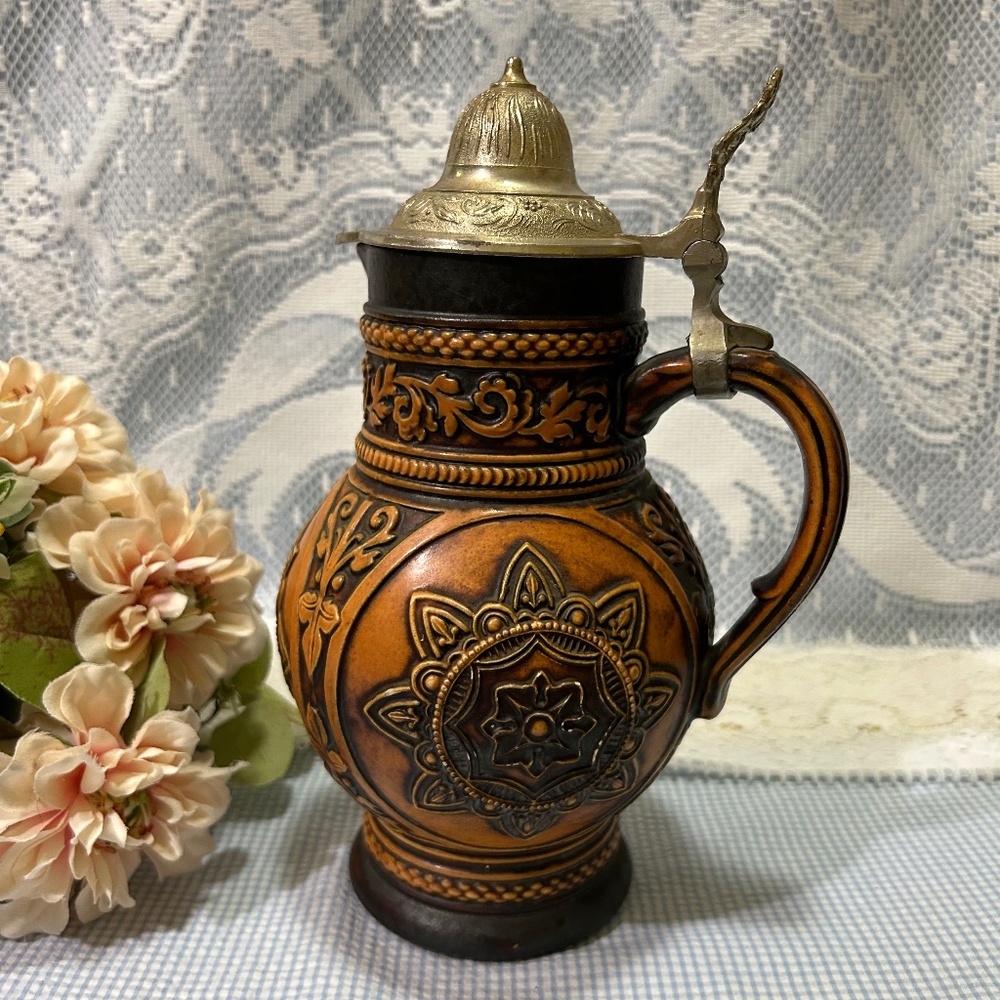 Rare vintage Gerz West Germany Stoneware Pitcher With Lid